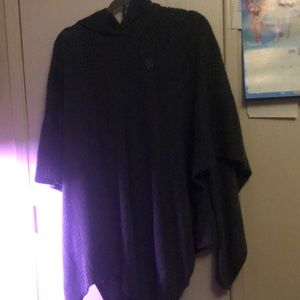Grey poncho with hood